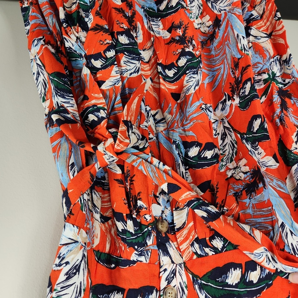 NWT LOFT Midi Dress Red Floral Tropical Fit Flare sz 4 Womens Cruise Beach - Picture 7 of 11
